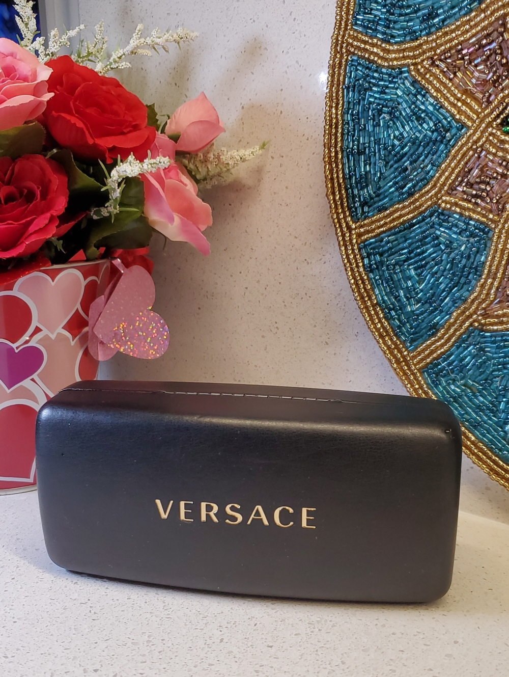 VERSACE Sunglasses Case with Gold Logo